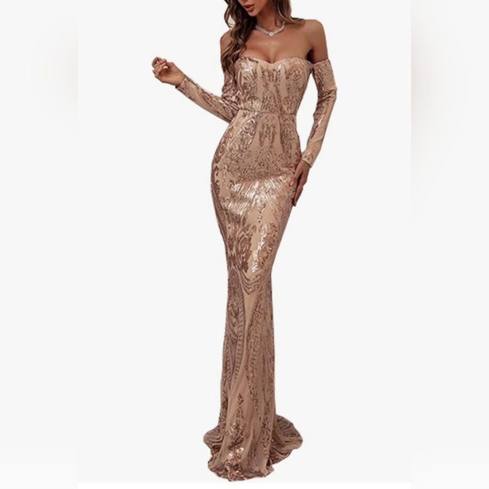 Off shoulder  long sleeve maxi dress new size XL new .